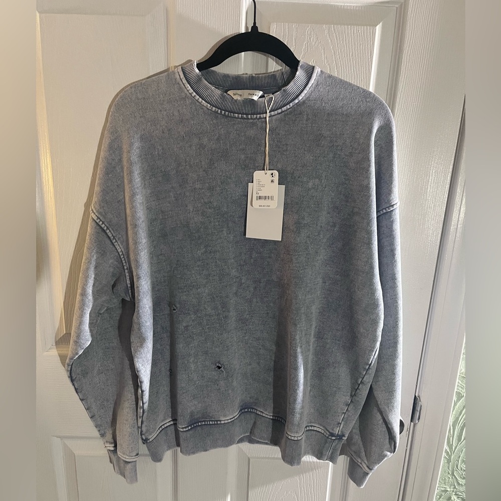 Falling forward x Free PeopleCrewneck Sweater with Ribbed Cuffs NWT